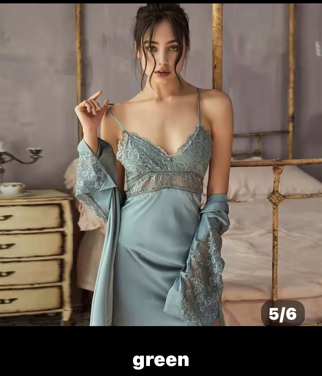 3PC Full Embroidery Sexy Night Dress