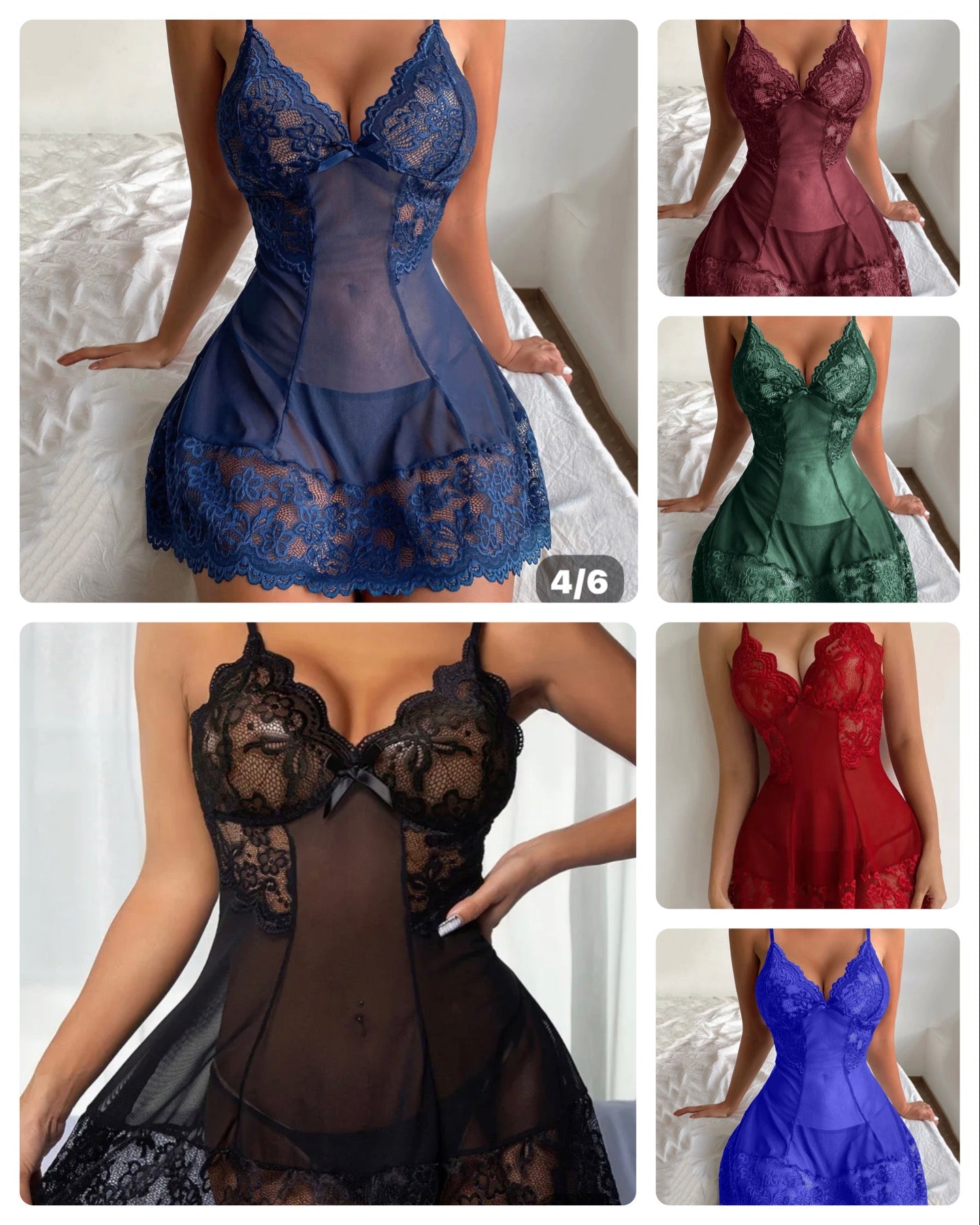 $15.98 EMBRACE IT LACE MESH BABYDOLL ELEGANT NIGHT DRESS