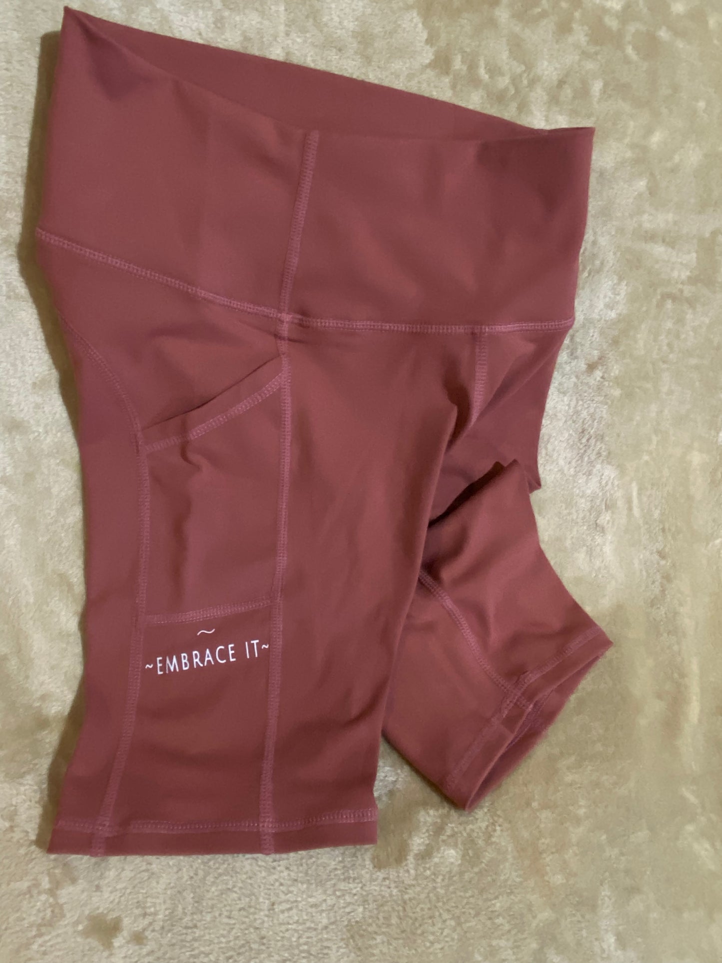 MID THIGH-HIGH WAIST HIP BUTT LIFTING YOGA SHORTS WITH POCKETS