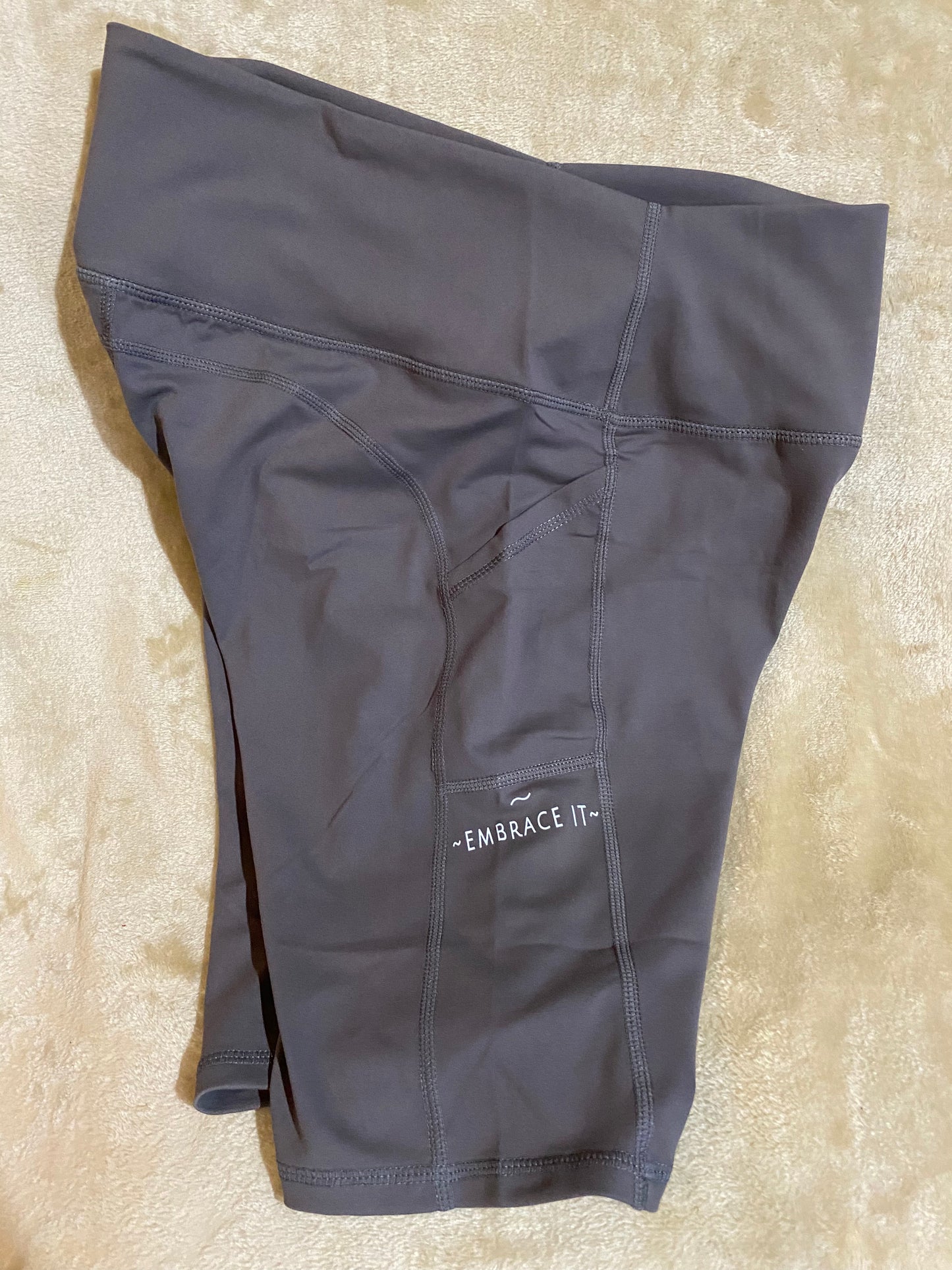 MID THIGH-HIGH WAIST HIP BUTT LIFTING YOGA SHORTS WITH POCKETS